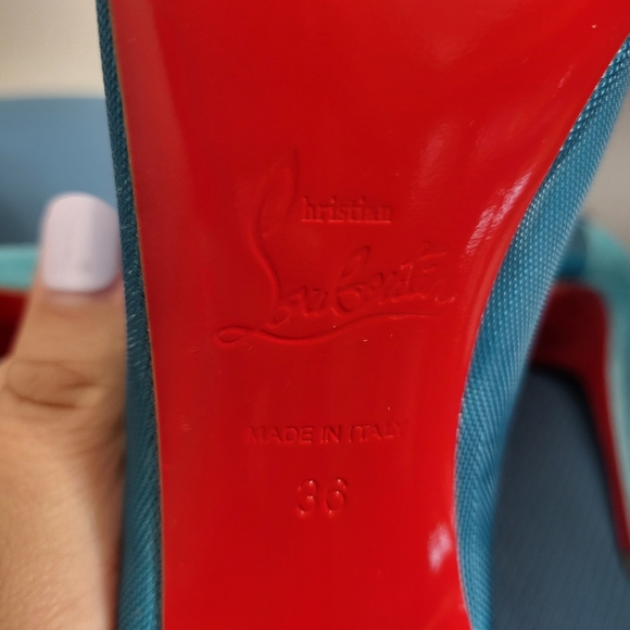 Christian Louboutin Blue and Red Heels - Picture 8 of 9
